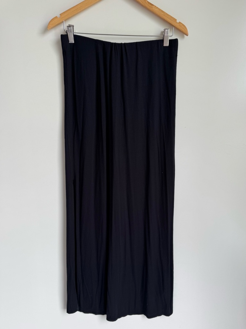 Dolan T Shirt Split‎ Maxi Skirt Black Large Pull On Modal Relaxed Fit Comfy Lux
